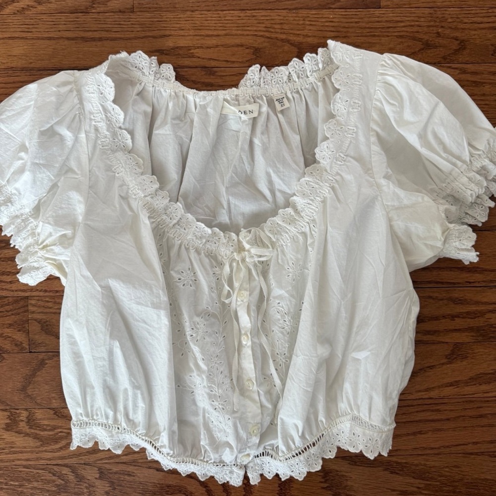 Doen Nera Blouse Top Small White XS S M - Picture 7 of 7